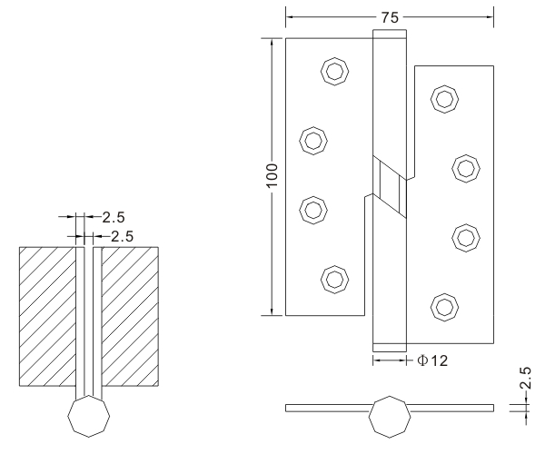 100×75×2,5 Полировка Подъемная петля Петли для деревянных дверей из нержавеющей стали Производитель оборудования