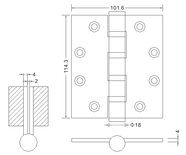 4,5 × 4 × 4-4BB дверные петли из нержавеющей стали, деревянные дверные петли, плоские петли, фурнитура, аксессуары