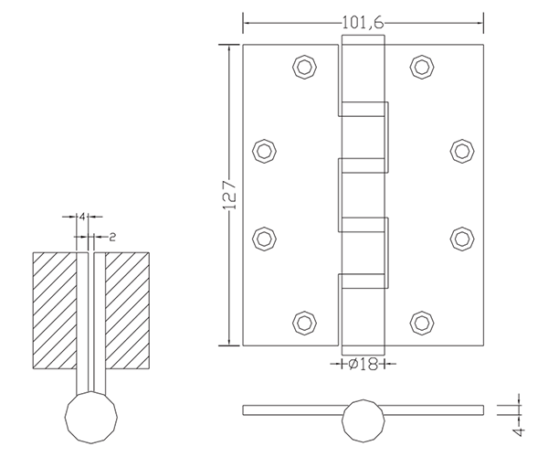 5×4×4-4bb Петли для деревянных дверей из нержавеющей стали Плоские петли Производитель