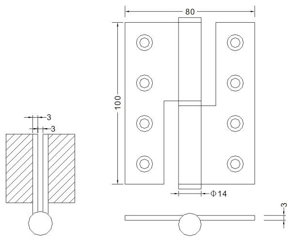 Петля L&R 100×80×3 Поставщик деревянных дверных петель из нержавеющей стали