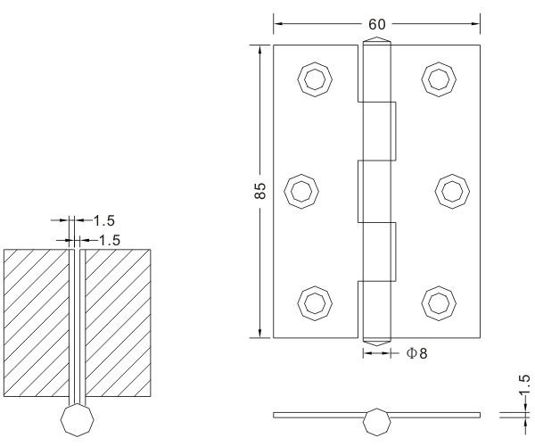 Плоские петли 85×60×1,5, деревянные дверные петли, складные металлические петли для нержавеющей стали