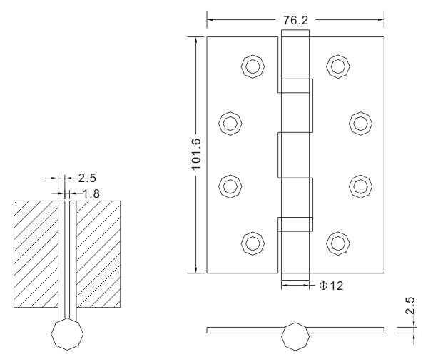 4×3×2,5-2bb новый хороший поворотный шарнир из нержавеющей стали для плоского шарнира деревянной двери