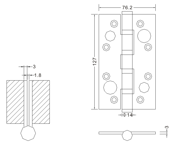 Петля безопасности 5×3×3 Производитель деревянных дверных петель из нержавеющей стали