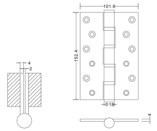 шарниры двери нержавеющей стали 6×4×4-4bb сверхмощные для деревянного