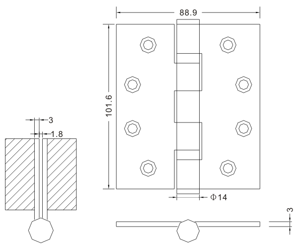 4×3,5×3-2bb оптовая продажа на заводе дверные петли из нержавеющей стали деревянные дверные петли