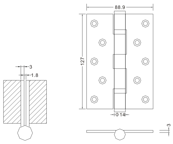 5×3,5×3-2BB Деревянные дверные петли Плоский шарнир Поставщик дверных петель из нержавеющей стали