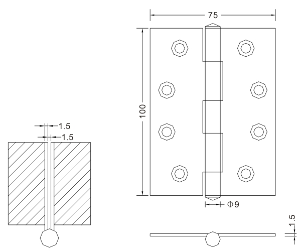 100×75×1,5 складная плоская петля из нержавеющей стали деревянная дверная петля
