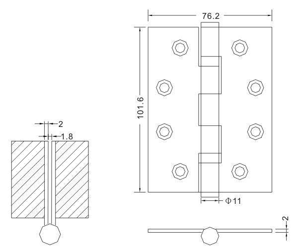4×3×2-2bb высококачественные плоские петли из нержавеющей стали для внутренних деревянных дверных петель