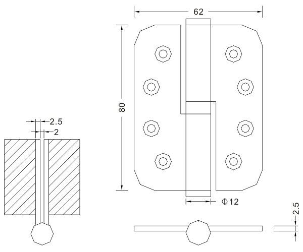 Петля L&R из нержавеющей стали 80×62×2,5 Производитель деревянных дверных петель