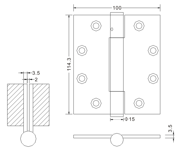 4,5×100×3,5 Полировка Дизайн Дверные петли из нержавеющей стали Деревянные дверные петли
