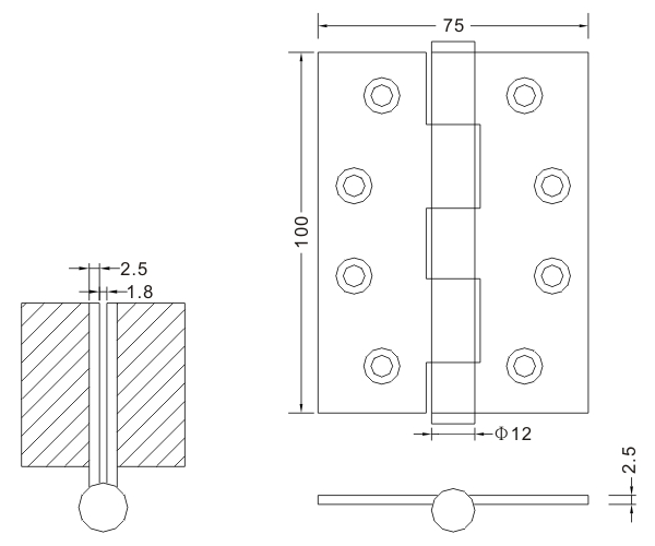 100×75×2.5-PN поставщик деревянные дверные петли из нержавеющей стали плоский шарнир
