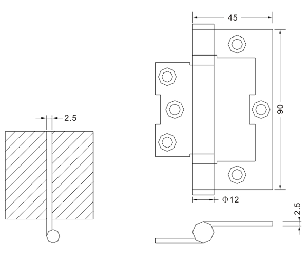 90×45×2,5 поворотный шарнир деревянные дверные петли для твердых деревянных дверей